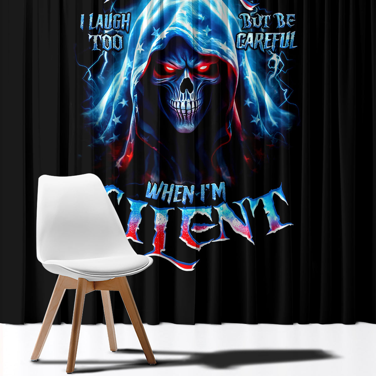 American Skull Window Curtain I Talk I Smile But Be Carefull When I Silent - Wonder Print Shop