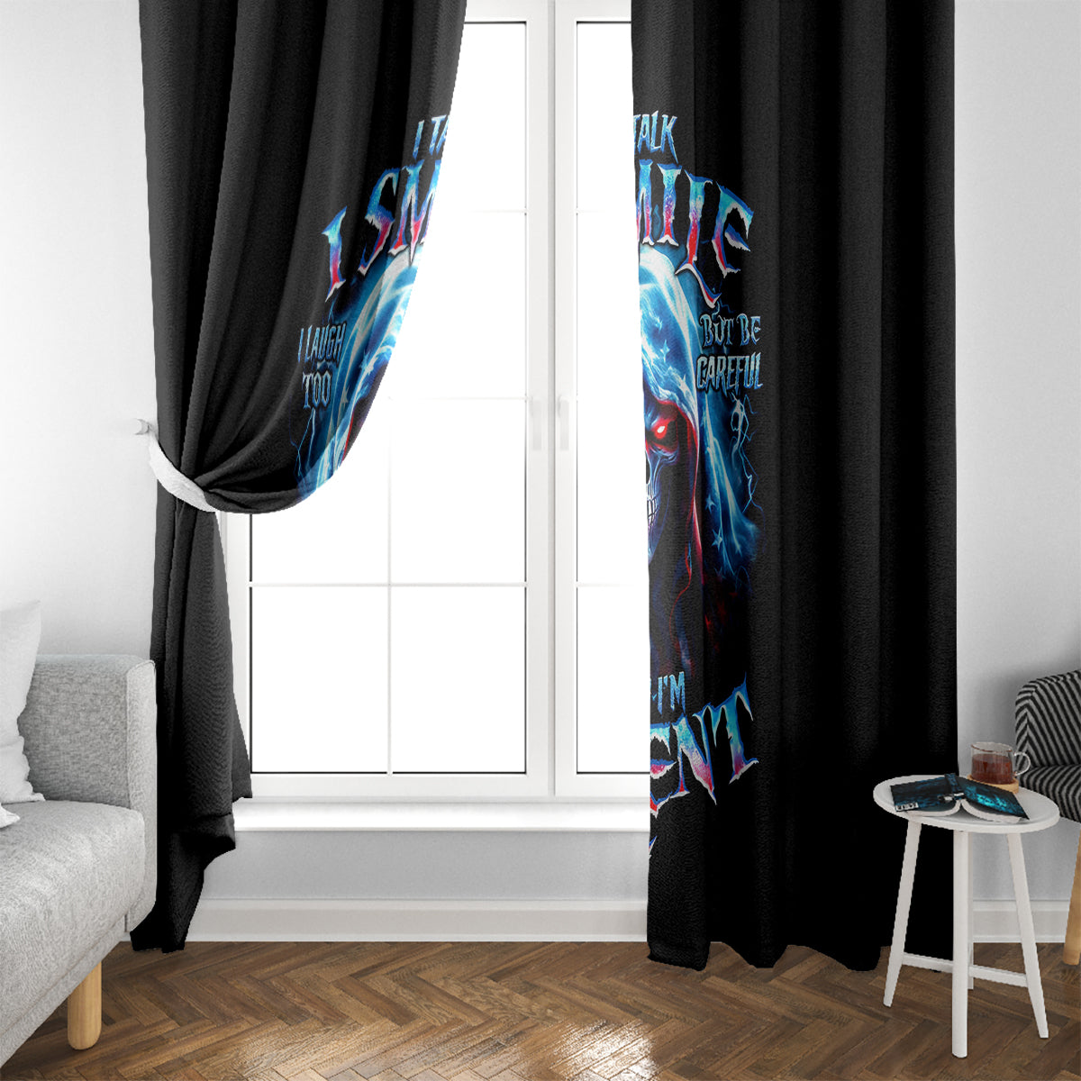 American Skull Window Curtain I Talk I Smile But Be Carefull When I Silent - Wonder Print Shop