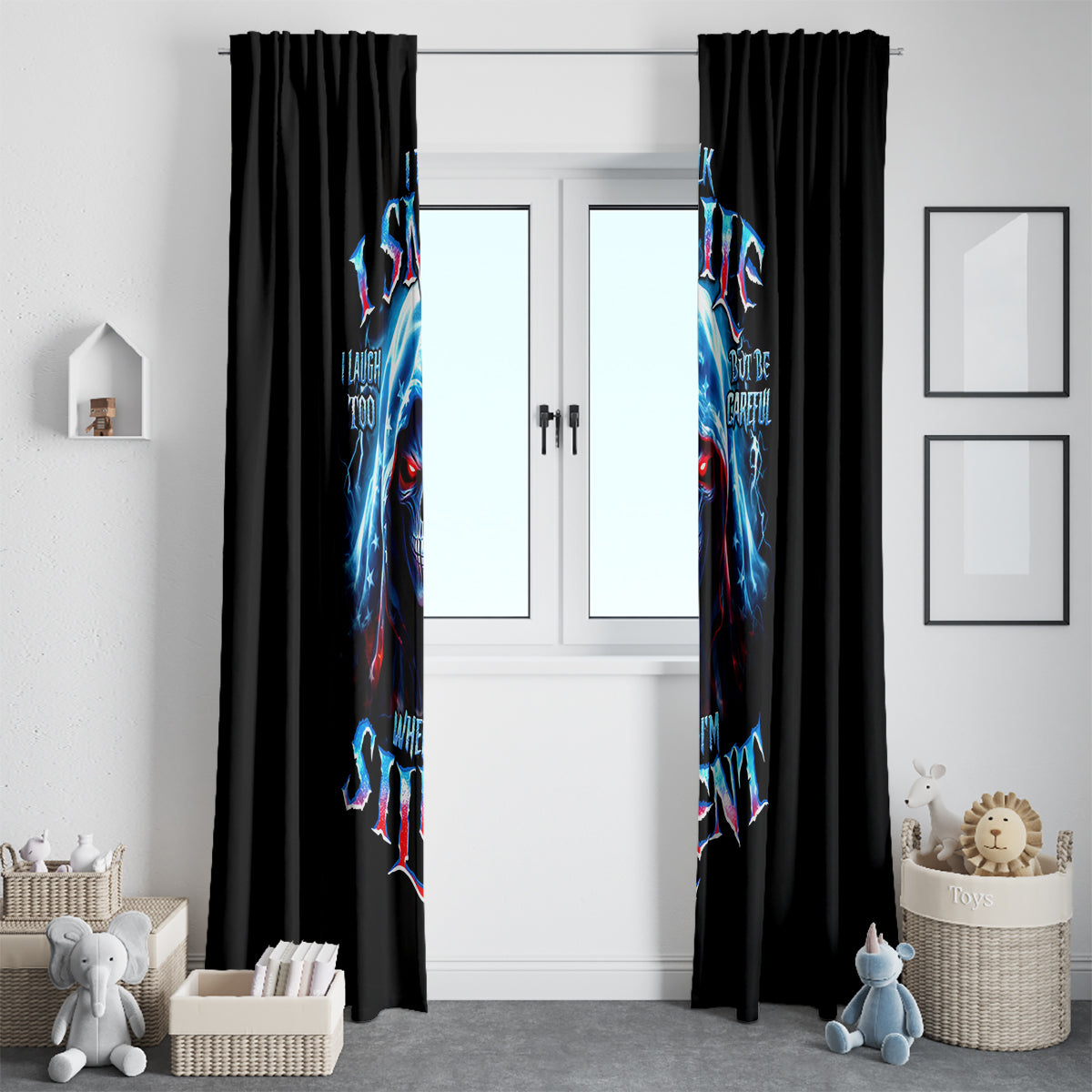 American Skull Window Curtain I Talk I Smile But Be Carefull When I Silent - Wonder Print Shop