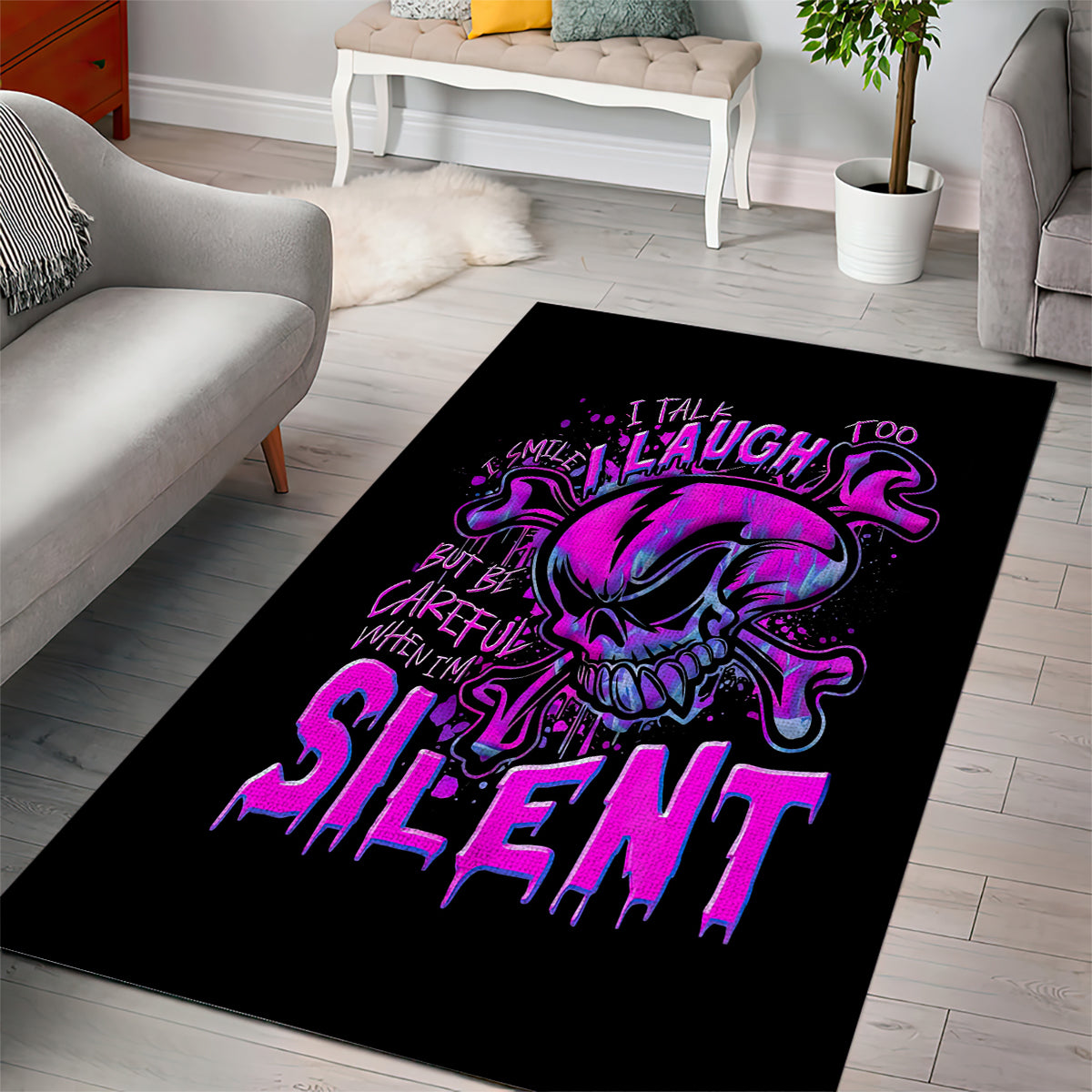 Graffiti Skull Area Rug I Talk I Smile But Be Carefull When I Silent - Wonder Print Shop