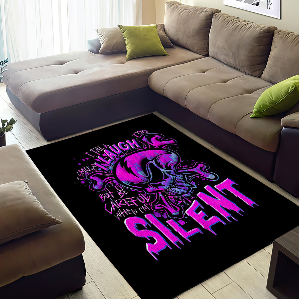 Graffiti Skull Area Rug I Talk I Smile But Be Carefull When I Silent - Wonder Print Shop