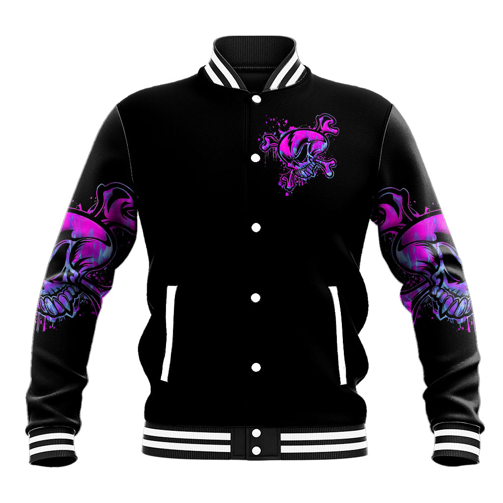 Graffiti Skull Baseball Jacket I Talk I Smile But Be Carefull When I Silent - Wonder Print Shop