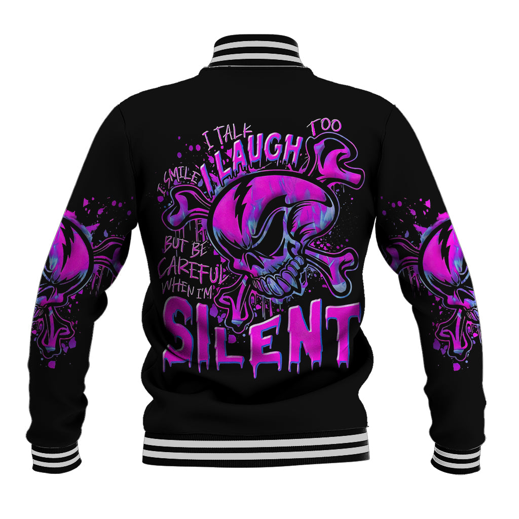 Graffiti Skull Baseball Jacket I Talk I Smile But Be Carefull When I Silent - Wonder Print Shop