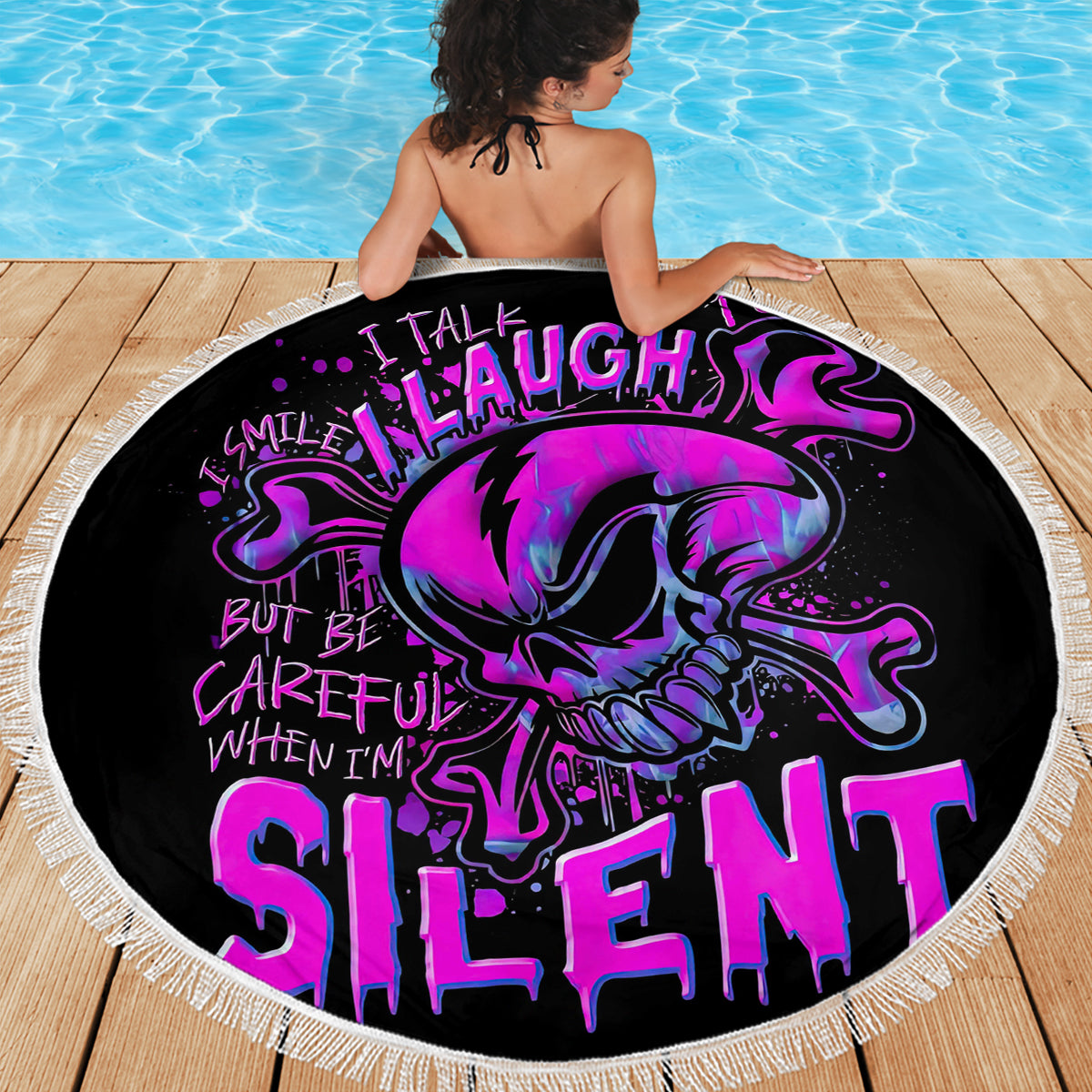 Graffiti Skull Beach Blanket I Talk I Smile But Be Carefull When I Silent - Wonder Print Shop