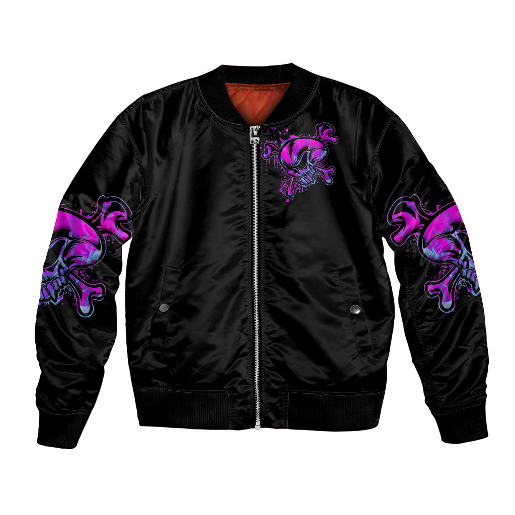 Graffiti Skull Bomber Jacket I Talk I Smile But Be Carefull When I Silent - Wonder Print Shop