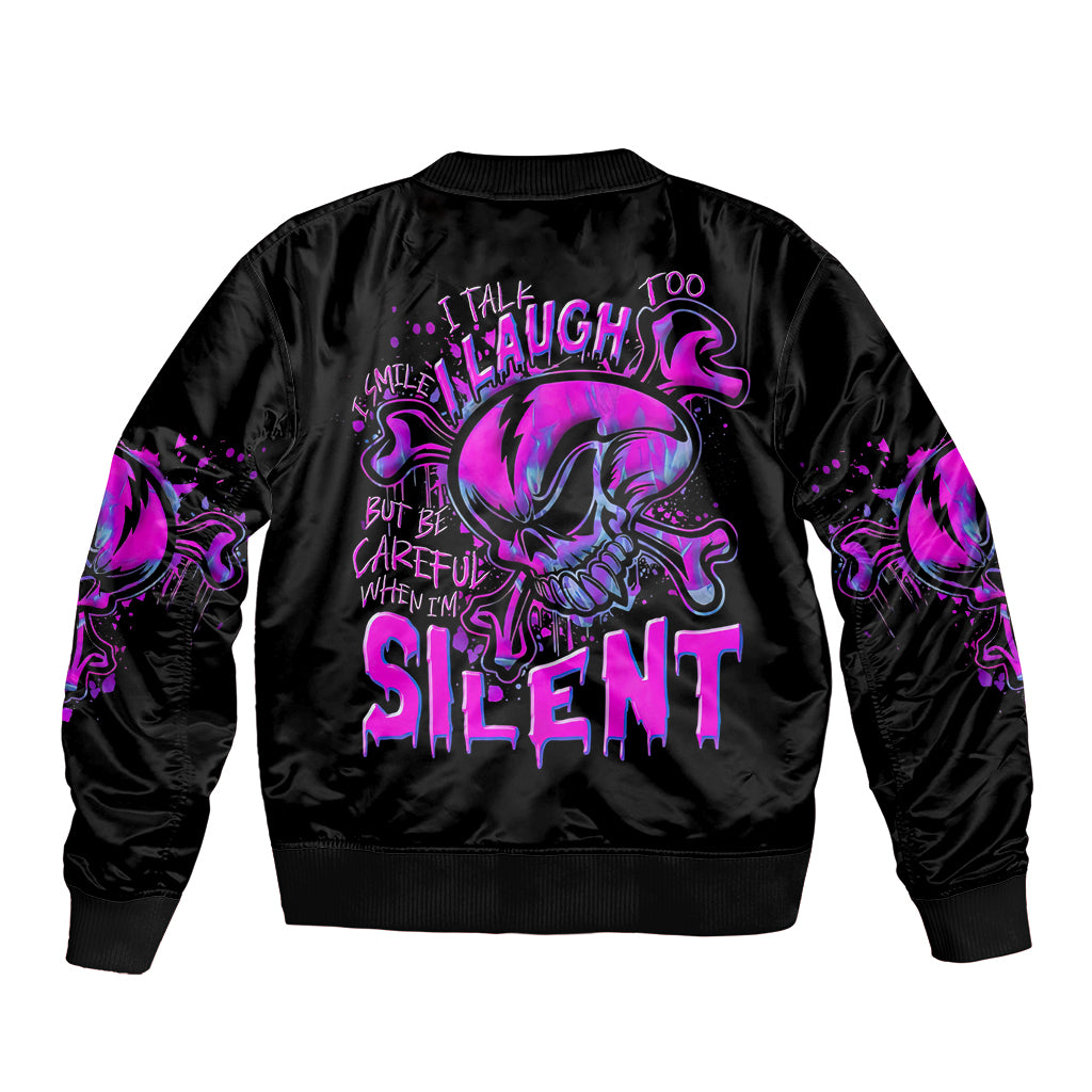 Graffiti Skull Bomber Jacket I Talk I Smile But Be Carefull When I Silent - Wonder Print Shop