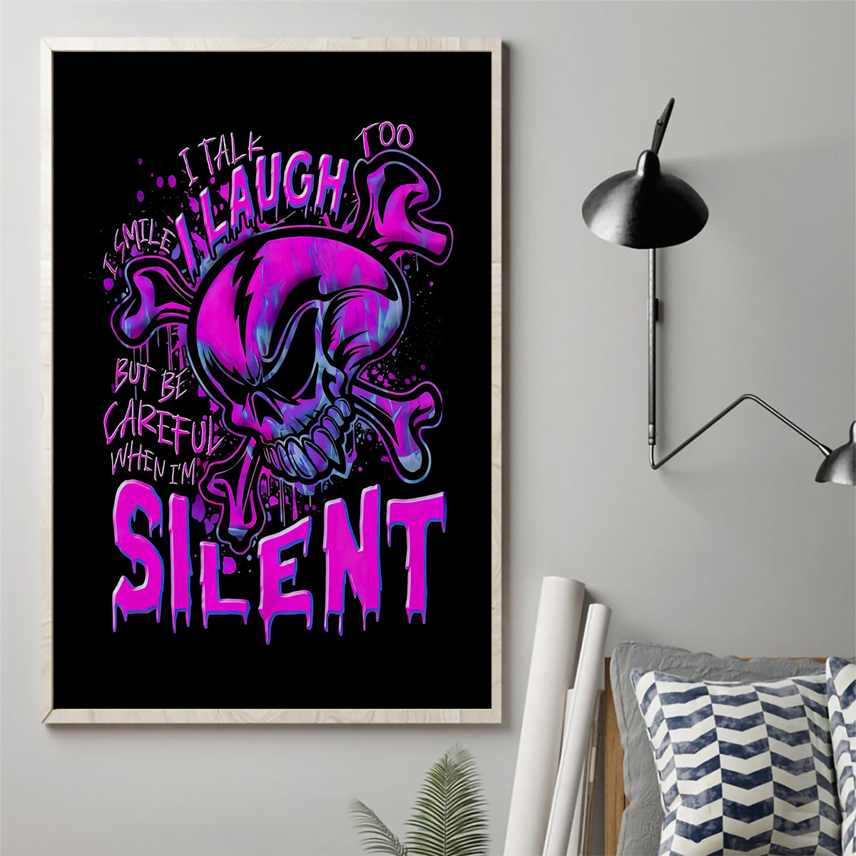 Graffiti Skull Canvas Wall Art I Talk I Smile But Be Carefull When I Silent - Wonder Print Shop