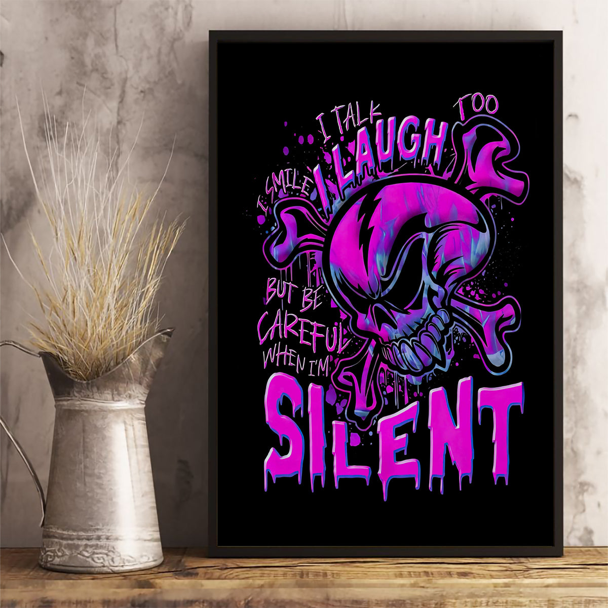 Graffiti Skull Canvas Wall Art I Talk I Smile But Be Carefull When I Silent - Wonder Print Shop