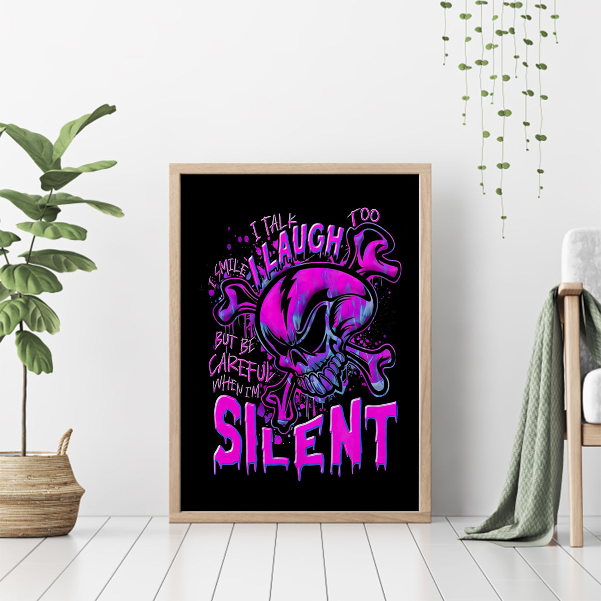 Graffiti Skull Canvas Wall Art I Talk I Smile But Be Carefull When I Silent - Wonder Print Shop