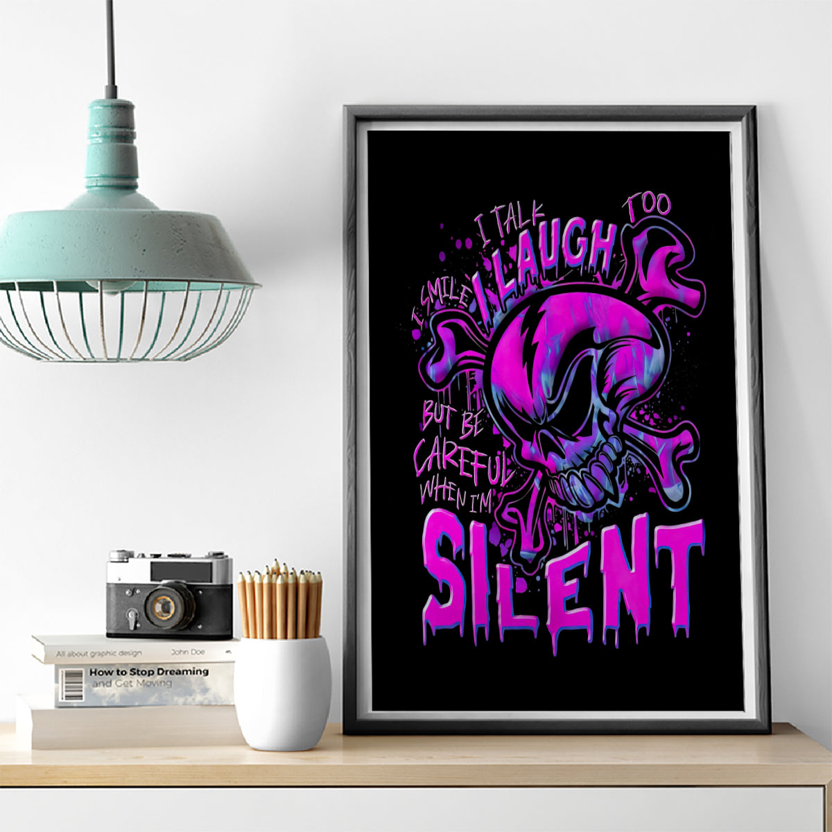 Graffiti Skull Canvas Wall Art I Talk I Smile But Be Carefull When I Silent - Wonder Print Shop