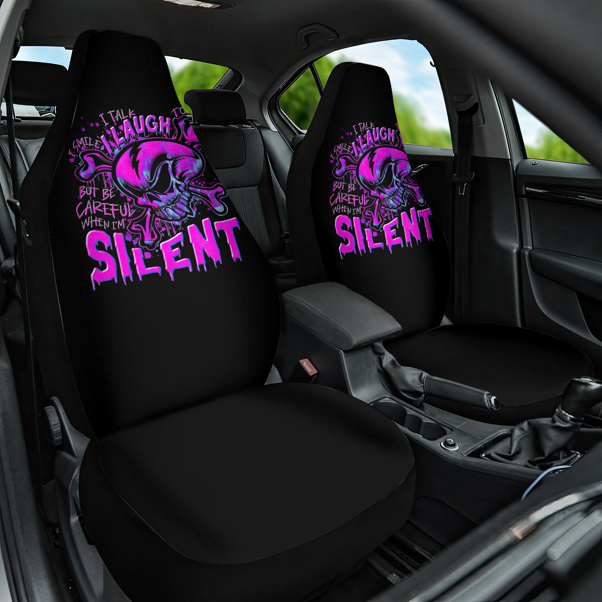 Graffiti Skull Car Seat Cover I Talk I Smile But Be Carefull When I Silent - Wonder Print Shop