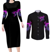 Graffiti Skull Couples Matching Long Sleeve Bodycon Dress and Long Sleeve Button Shirts I Talk I Smile But Be Carefull When I Silent - Wonder Print Shop
