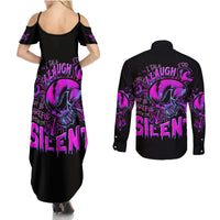 Graffiti Skull Couples Matching Summer Maxi Dress and Long Sleeve Button Shirts I Talk I Smile But Be Carefull When I Silent - Wonder Print Shop