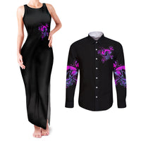 Graffiti Skull Couples Matching Tank Maxi Dress and Long Sleeve Button Shirts I Talk I Smile But Be Carefull When I Silent - Wonder Print Shop