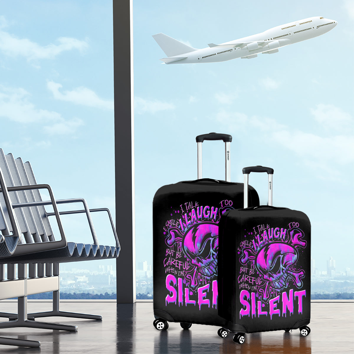 Graffiti Skull Luggage Cover I Talk I Smile But Be Carefull When I Silent - Wonder Print Shop