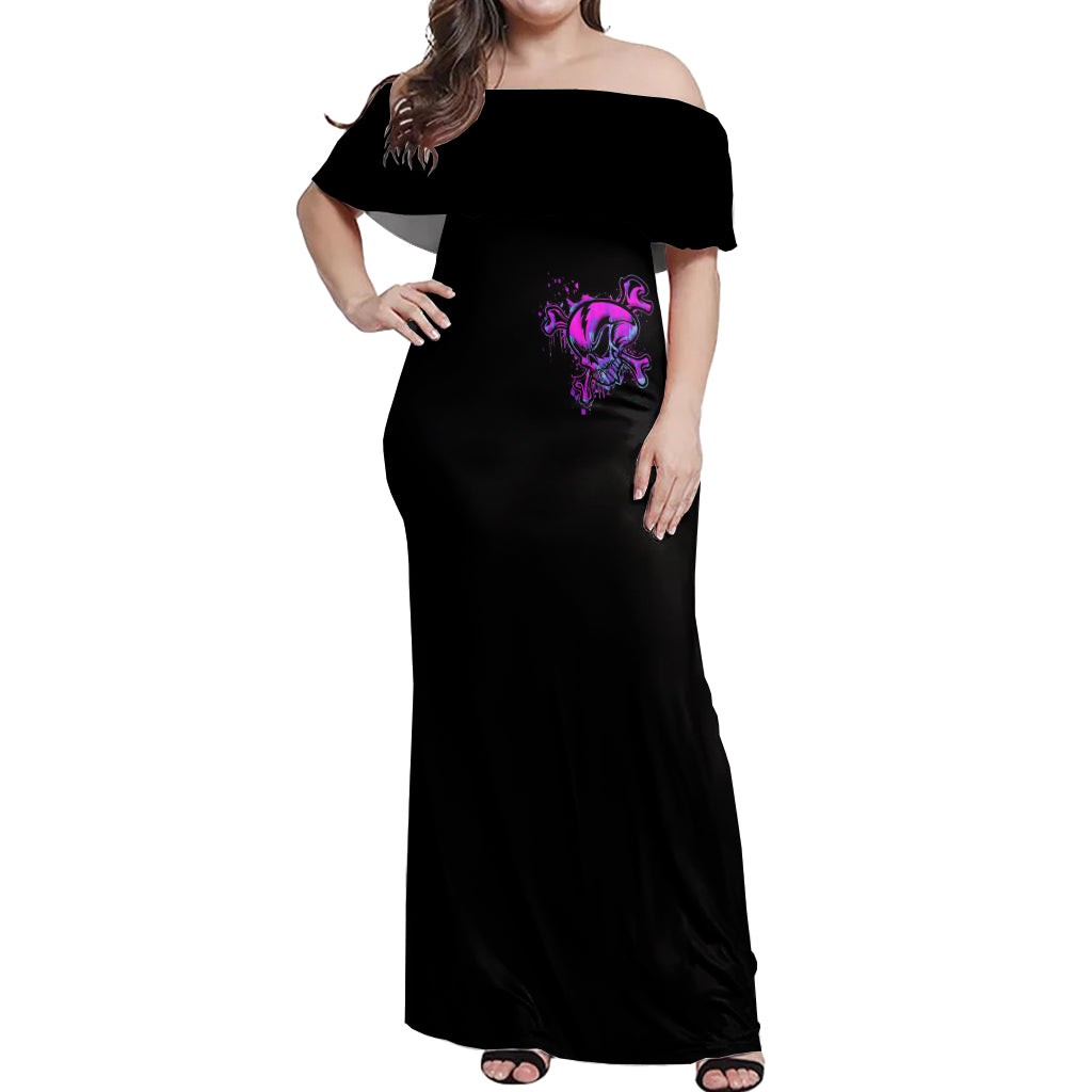 Girl Skull Off Shoulder Maxi Dress I Sweet Girl Full Of Crazy - Wonder Print Shop