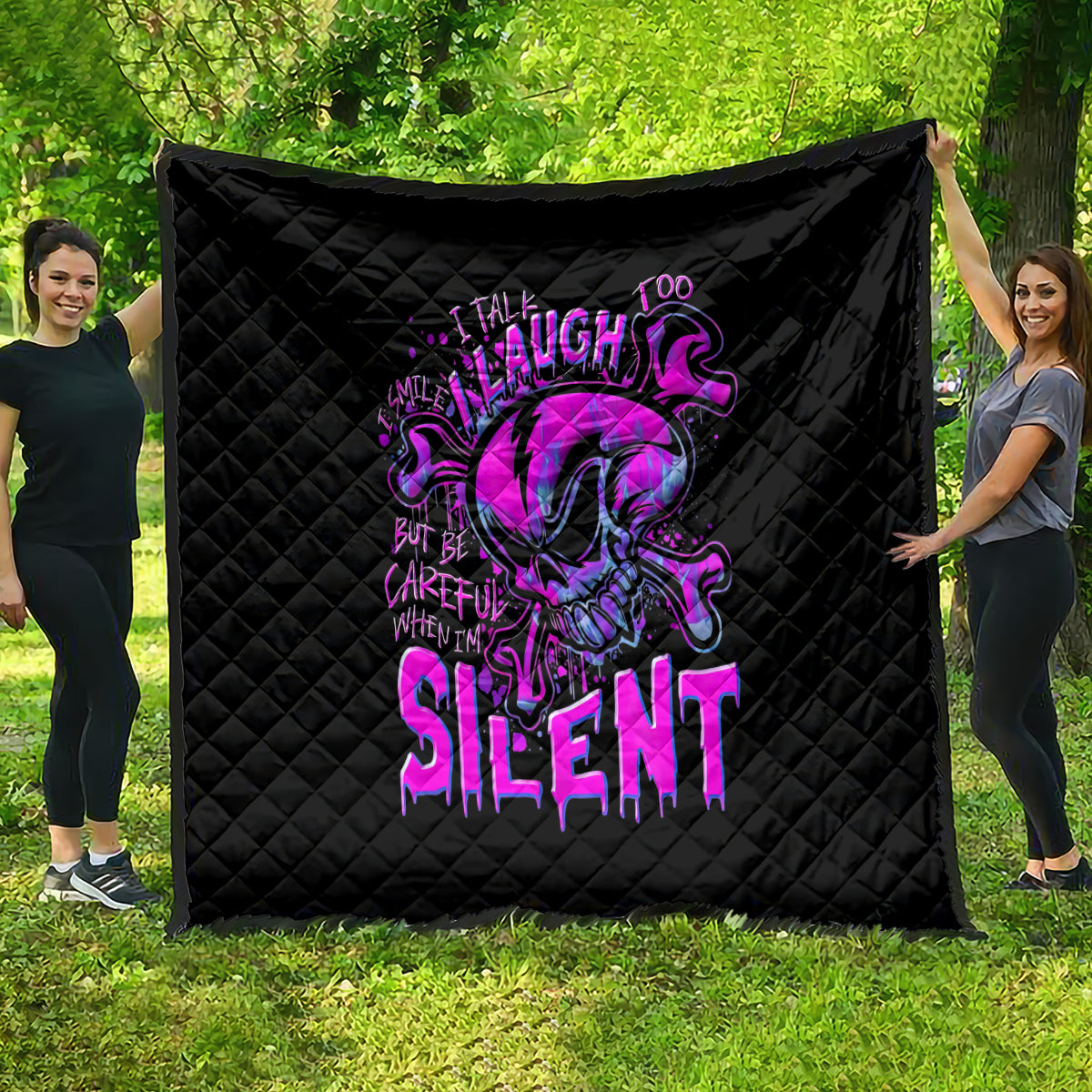 Graffiti Skull Quilt I Talk I Smile But Be Carefull When I Silent - Wonder Print Shop