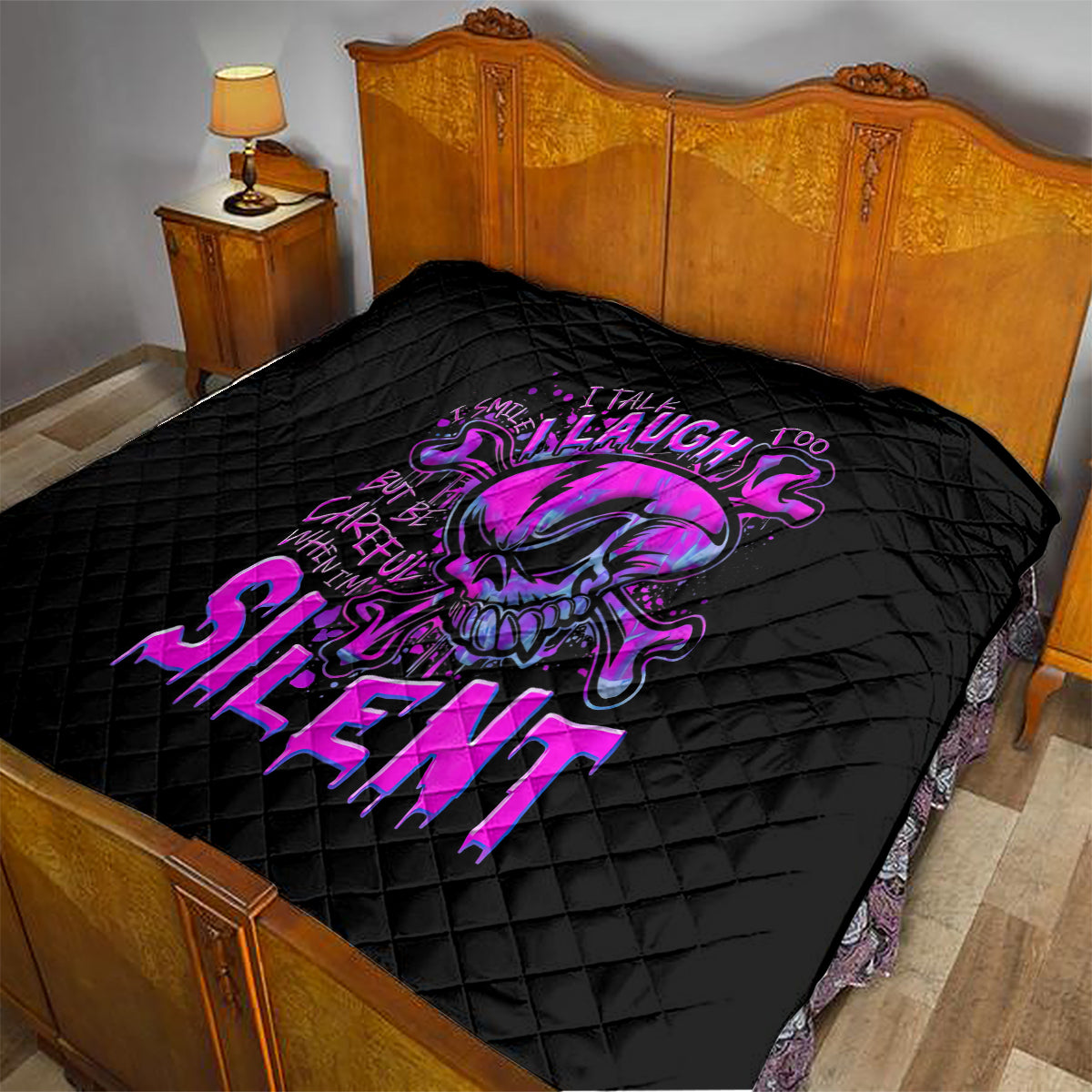 Graffiti Skull Quilt I Talk I Smile But Be Carefull When I Silent - Wonder Print Shop