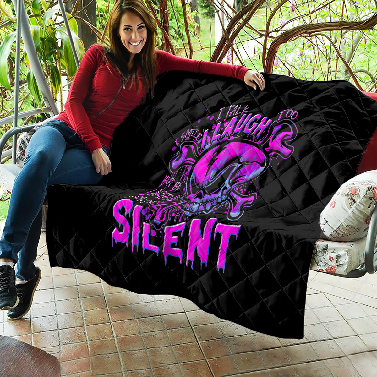 Graffiti Skull Quilt I Talk I Smile But Be Carefull When I Silent - Wonder Print Shop