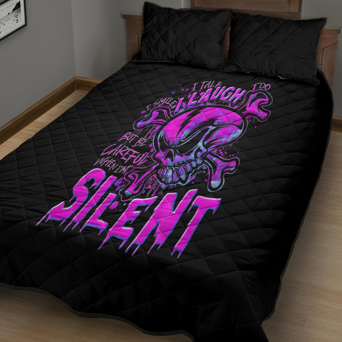 Graffiti Skull Quilt Bed Set I Talk I Smile But Be Carefull When I Silent - Wonder Print Shop