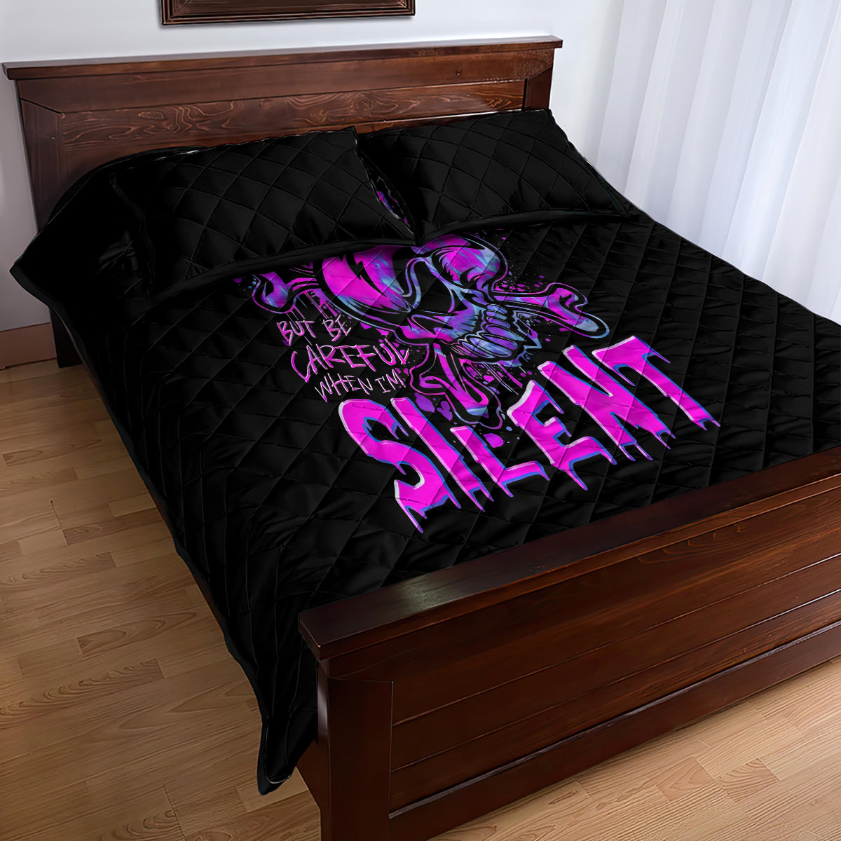 Graffiti Skull Quilt Bed Set I Talk I Smile But Be Carefull When I Silent - Wonder Print Shop