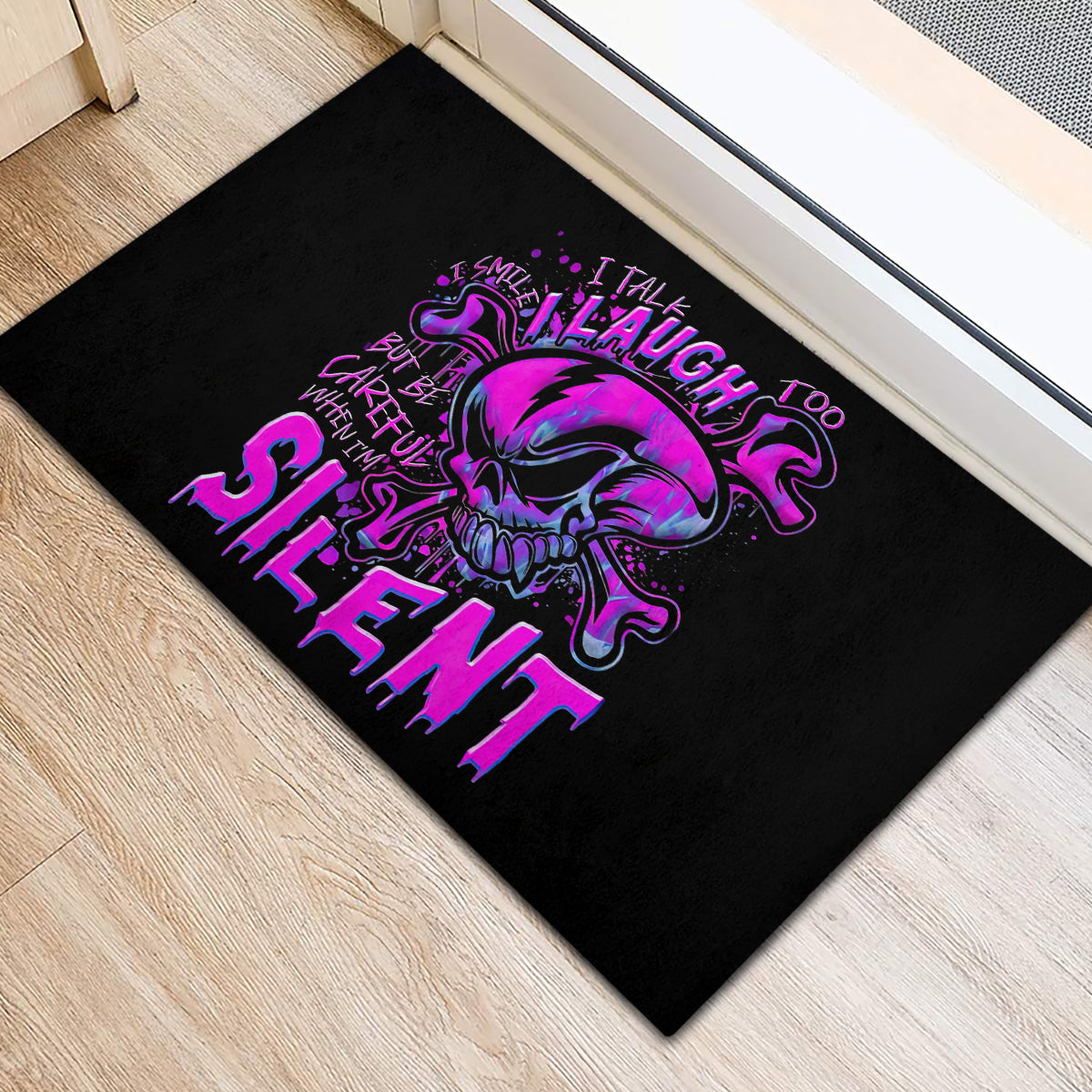 Graffiti Skull Rubber Doormat I Talk I Smile But Be Carefull When I Silent - Wonder Print Shop