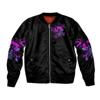Girl Skull Sleeve Zip Bomber Jacket I Sweet Girl Full Of Crazy - Wonder Print Shop