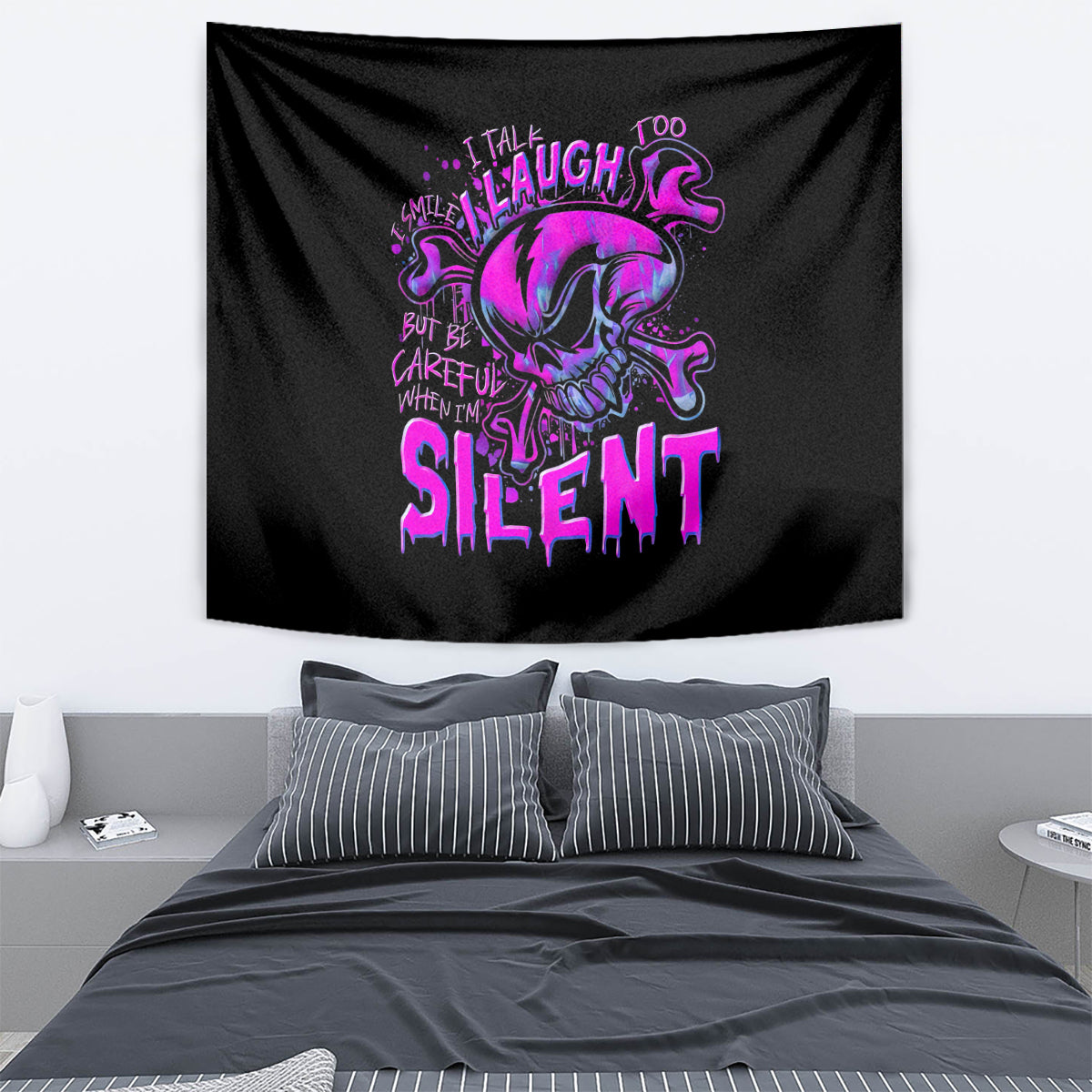 Graffiti Skull Tapestry I Talk I Smile But Be Carefull When I Silent - Wonder Print Shop