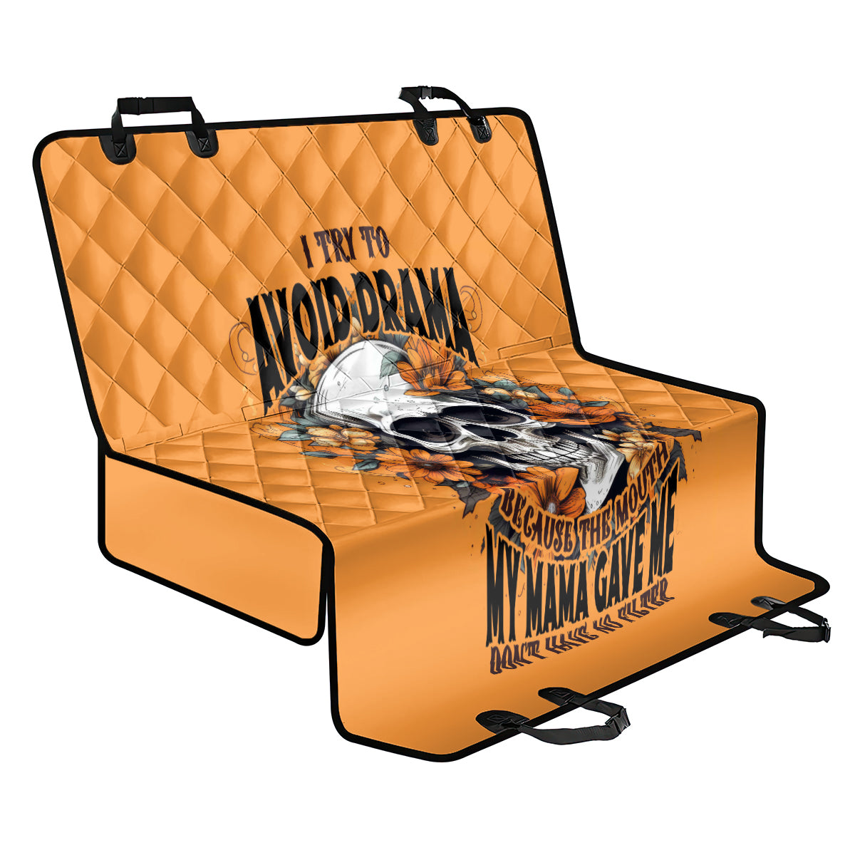 Flower Skull Back Car Seat Cover I Try To Avoid Drama - Wonder Print Shop