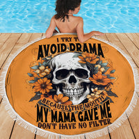 Flower Skull Beach Blanket I Try To Avoid Drama - Wonder Print Shop
