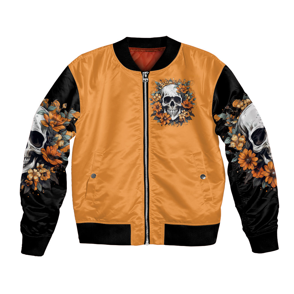 Flower Skull Bomber Jacket I Try To Avoid Drama - Wonder Print Shop
