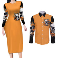 Flower Skull Couples Matching Long Sleeve Bodycon Dress and Long Sleeve Button Shirts I Try To Avoid Drama - Wonder Print Shop