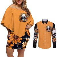 Flower Skull Couples Matching Off Shoulder Short Dress and Long Sleeve Button Shirts I Try To Avoid Drama - Wonder Print Shop