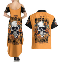 Flower Skull Couples Matching Summer Maxi Dress and Hawaiian Shirt I Try To Avoid Drama - Wonder Print Shop