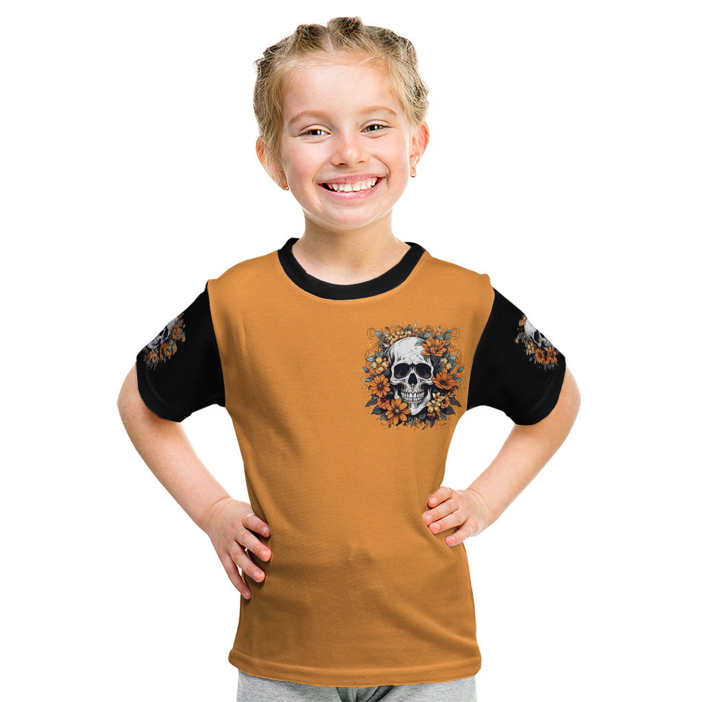 Flower Skull Kid T Shirt I Try To Avoid Drama - Wonder Print Shop