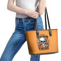 Flower Skull Leather Tote Bag I Try To Avoid Drama - Wonder Print Shop