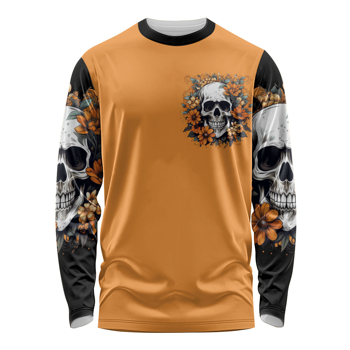 Flower Skull Long Sleeve Shirt I Try To Avoid Drama - Wonder Print Shop