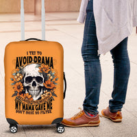 Flower Skull Luggage Cover I Try To Avoid Drama - Wonder Print Shop