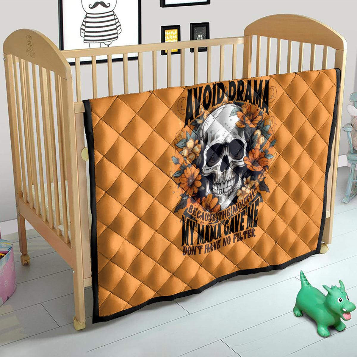 Flower Skull Quilt I Try To Avoid Drama - Wonder Print Shop