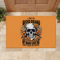 Flower Skull Rubber Doormat I Try To Avoid Drama - Wonder Print Shop