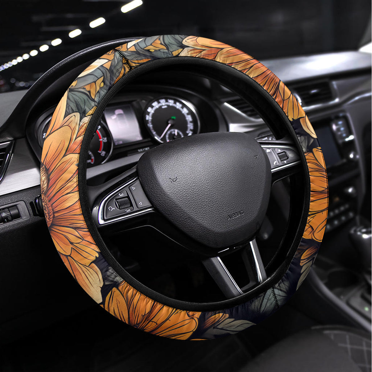 Flower Skull Steering Wheel Cover I Try To Avoid Drama - Wonder Print Shop