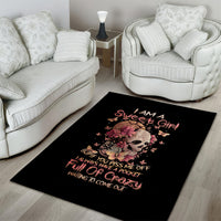 Flower Skull Area Rug Iam A Sweet Girl Full Of Crazy - Wonder Print Shop