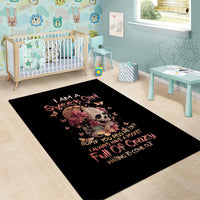 Flower Skull Area Rug Iam A Sweet Girl Full Of Crazy - Wonder Print Shop