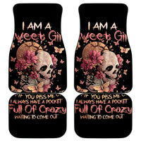 Flower Skull Car Mats Iam A Sweet Girl Full Of Crazy - Wonder Print Shop
