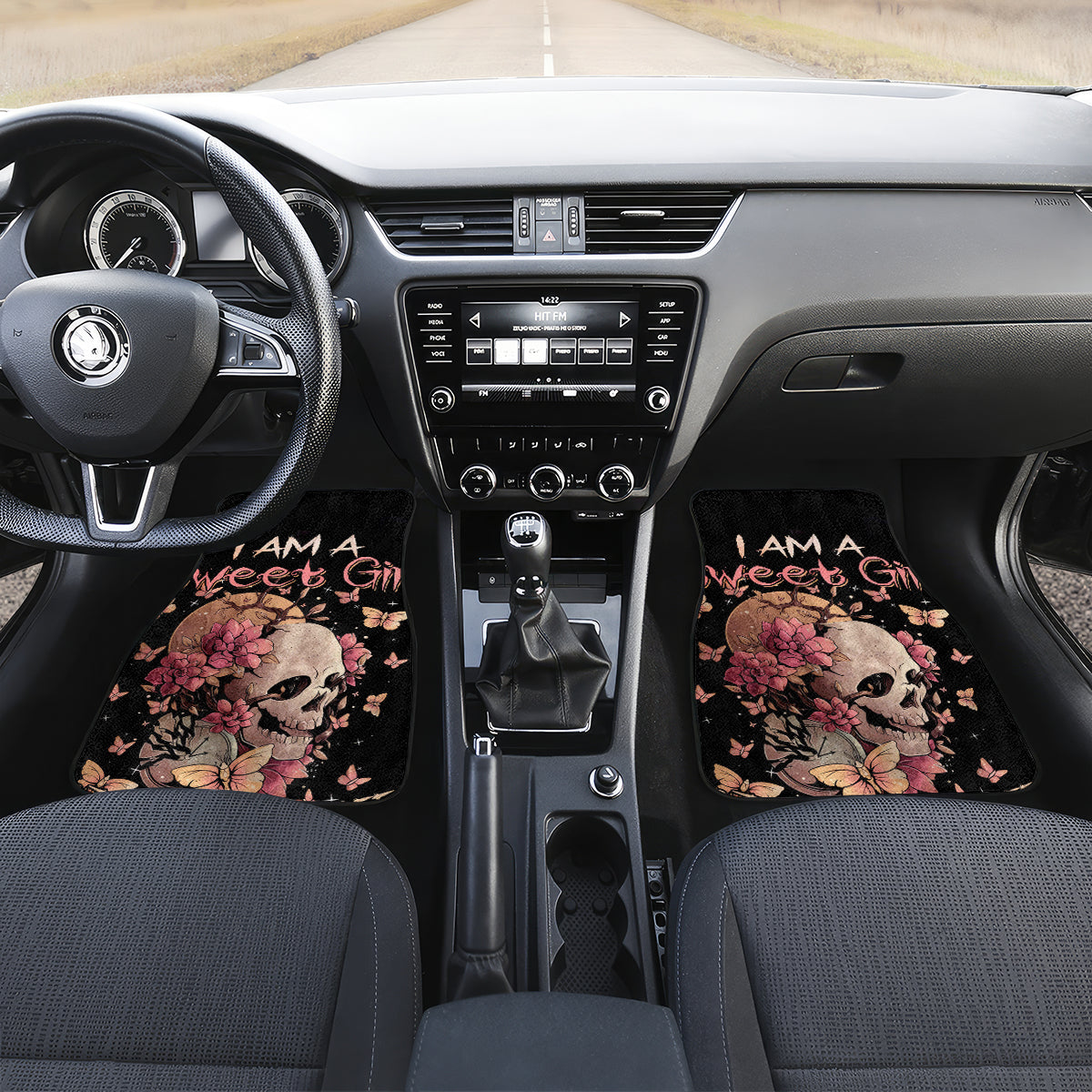 Flower Skull Car Mats Iam A Sweet Girl Full Of Crazy - Wonder Print Shop