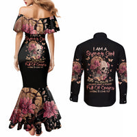 Flower Skull Couples Matching Mermaid Dress and Long Sleeve Button Shirts Iam A Sweet Girl Full Of Crazy DT01