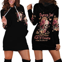 Flower Skull Hoodie Dress Iam A Sweet Girl Full Of Crazy - Wonder Print Shop