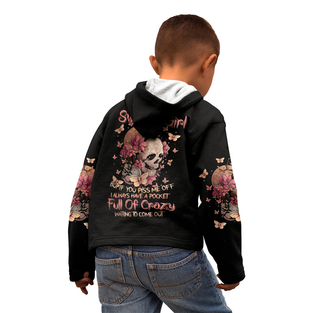 Flower Skull Kid Hoodie Iam A Sweet Girl Full Of Crazy - Wonder Print Shop