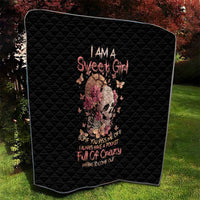 Flower Skull Quilt Iam A Sweet Girl Full Of Crazy - Wonder Print Shop