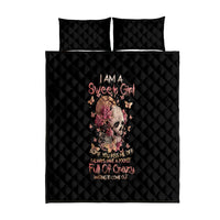 Flower Skull Quilt Bed Set Iam A Sweet Girl Full Of Crazy - Wonder Print Shop